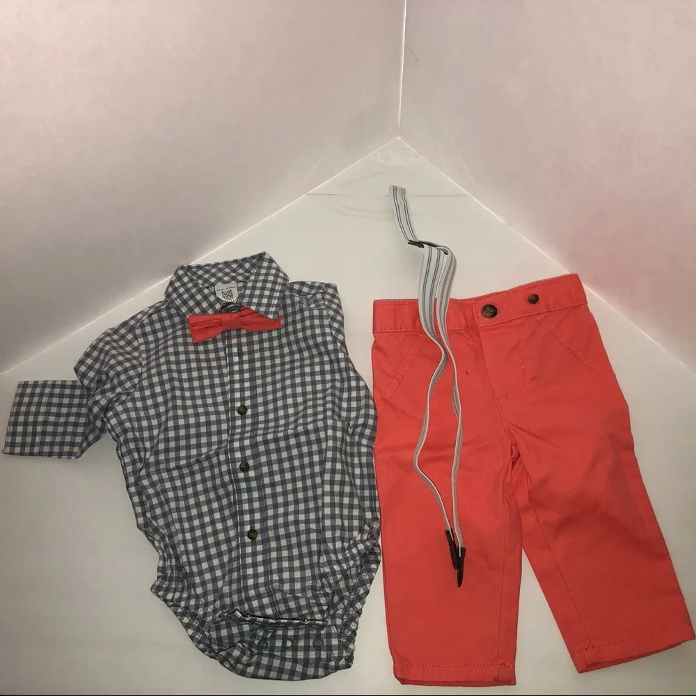 Boy’s size 6M, just one you Made by Carter’s, onesie w/ pants, tie & suspenders - Picture 1 of 10